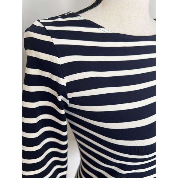 Saint James Navy & White Nautical Striped 3/4 Sleeve Top Size 6 EUC - Picture 3 of 9